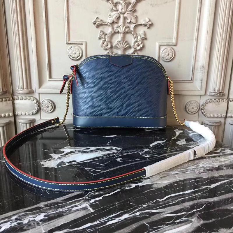 LV Shoulder Handbags M50321 water ripple deep blue rose red edge